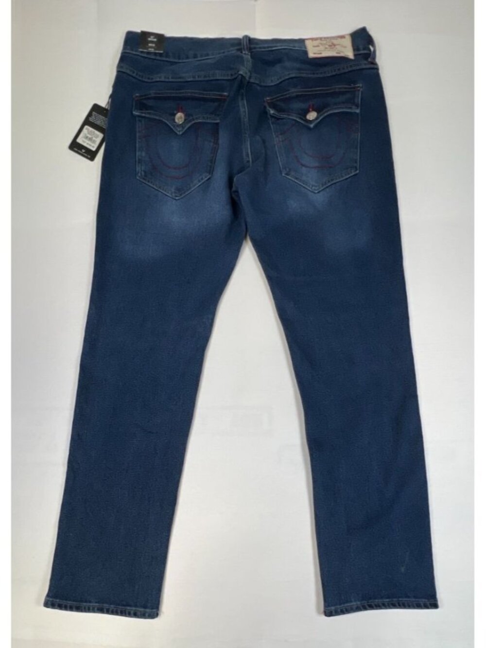 True Religion Men's 36 Rocco Relaxed Skinny Blue Flap Pocket Jeans NWT - Picture 2 of 14
